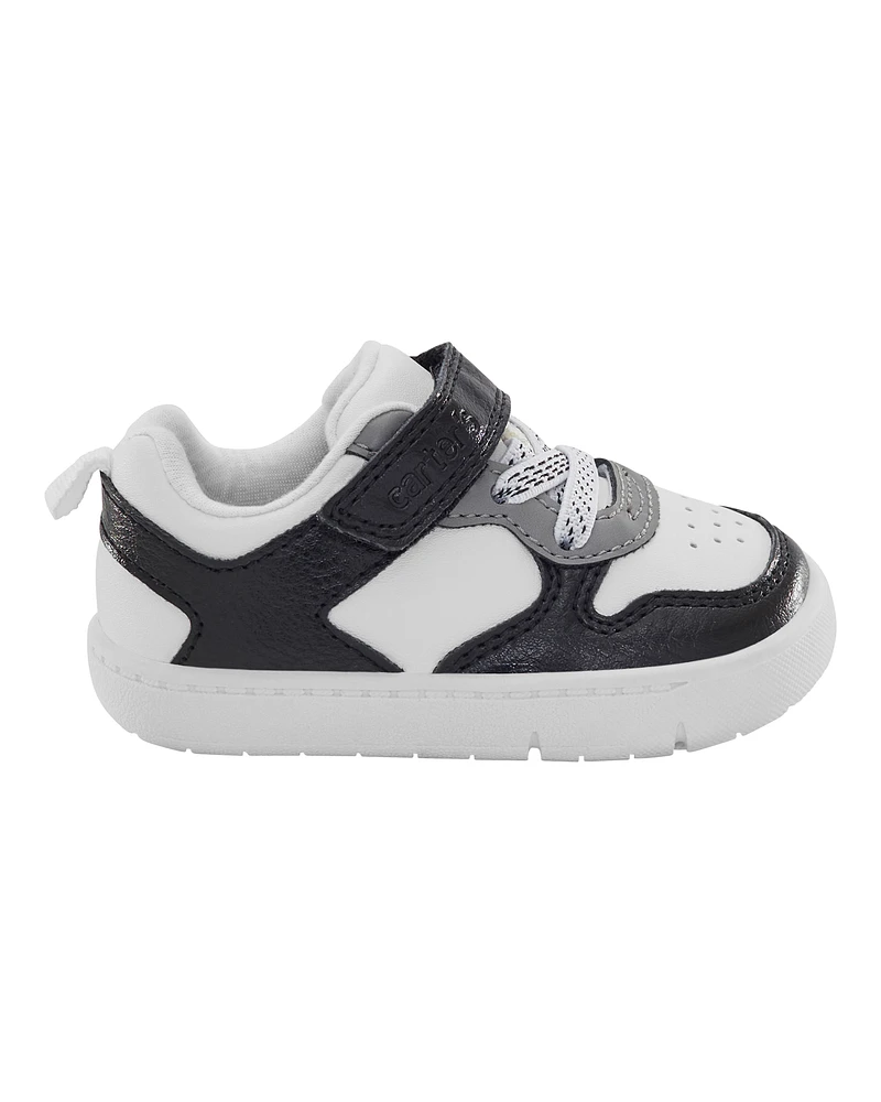 Baby Every Step® First Walker  Faux Leather Fashion Sneakers - White/Black