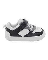 Baby Every Step® First Walker  Faux Leather Fashion Sneakers - White/Black