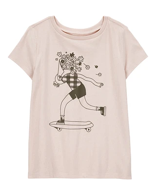 Kid Floral Skater Girl Graphic Tee