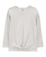 Kid Ribbed Knot Long-Sleeve Top