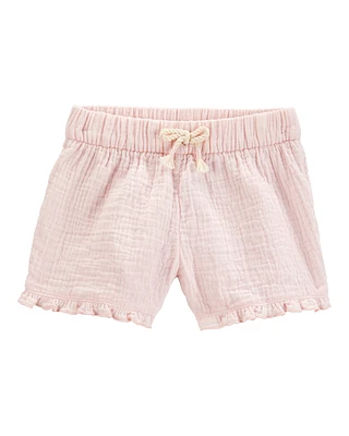 Toddler Ruffle Gauze Shorts - Pink