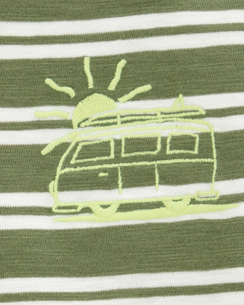 Toddler Sun Striped Cotton Short-Sleeve Tee - Green