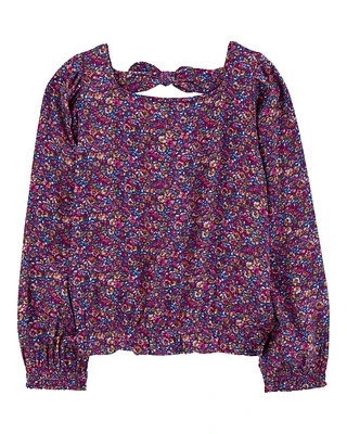 Kid Floral Twill Long-Sleeve Top