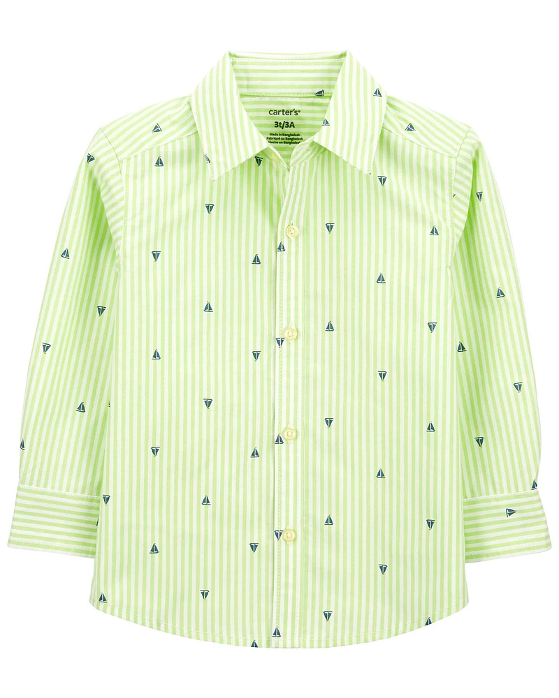 Baby Boat Print Button Front Shirt