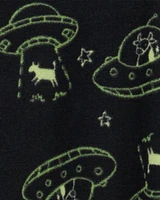 Kid 1-Piece Space Cow Fleece Footie Pyjamas