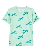 Toddler Airplane Print Knit Short-Sleeve Tee