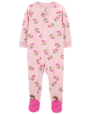 Toddler 1-Piece Cherry Fleece Footie Pyjamas