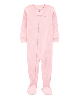 Toddler Heart Waffle Knit Footie 1-Piece Pyjamas - Pink