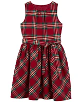 Kid Plaid Sateen Holiday Dress