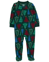 Toddler 1-Piece  Christmas Tree Fleece Footie Pyjamas