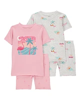 Baby Flamingo Print Snug Fit Ribbed 4-Piece Pyjamas