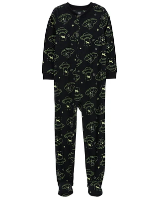 Kid 1-Piece Space Cow Fleece Footie Pyjamas