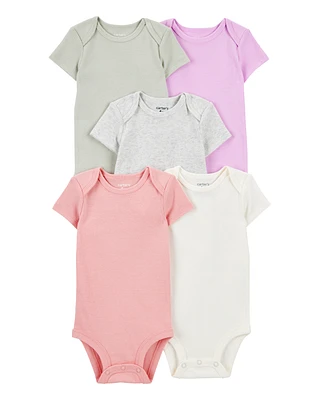 5-Pack Solid Short-Sleeve Cotton Bodysuits