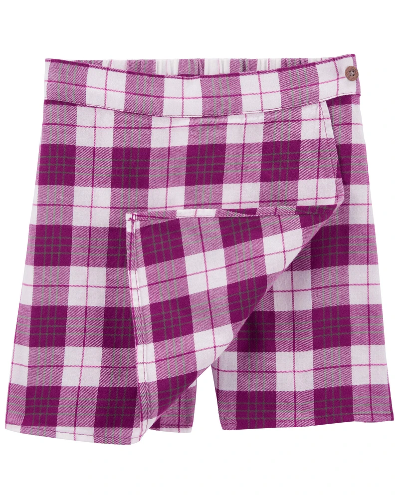 Kid 2-Piece Flutter Top & Plaid Flannel Skort Set