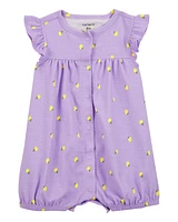 Baby Lemon Short-Sleeve Romper - Purple