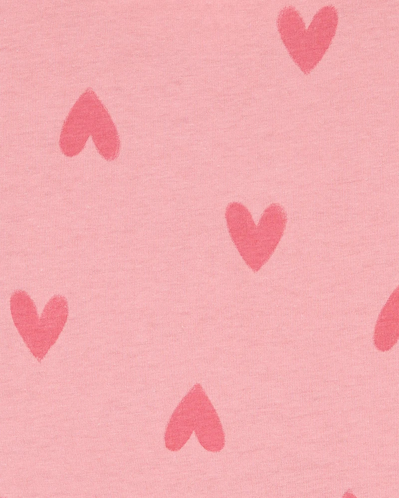 Girls Heart-Print Short-Sleeve Dress