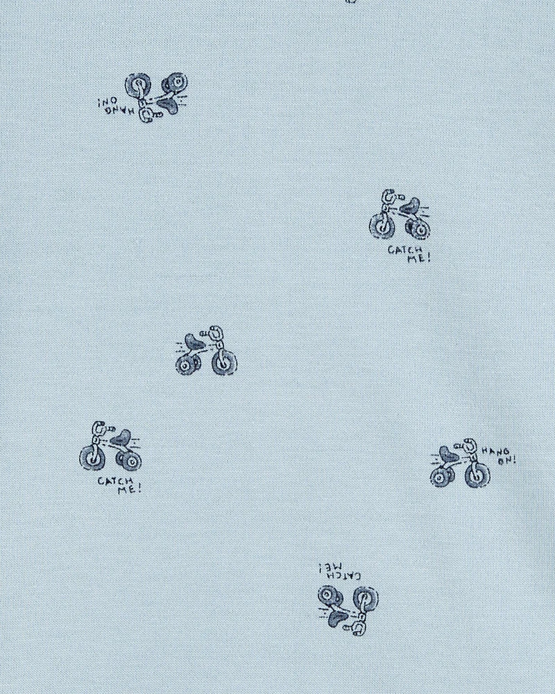 Baby Tricycle Print Short-Sleeve Bodysuit - Blue