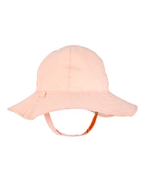 Baby Girl Orange Fruit Print Reversible Swim Hat - Orange/Peach