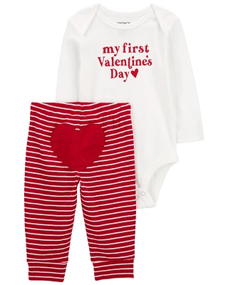 2-Piece My First Valentine's Day Bodysuit Pant Set