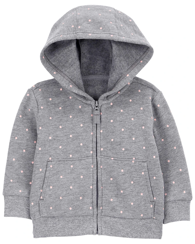 Baby Polka Dot Zip-Up Fleece Hoodie