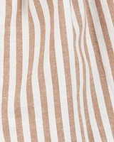 Baby Striped Twill Romper- Brown
