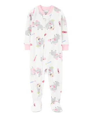 Toddler 1-Piece Elephant Print 100% Snug Fit Cotton Footie Pyjamas