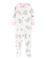 Toddler 1-Piece Elephant Print 100% Snug Fit Cotton Footie Pyjamas