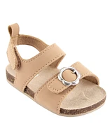Baby Floral Buckle Faux Cork Sandals - Brown
