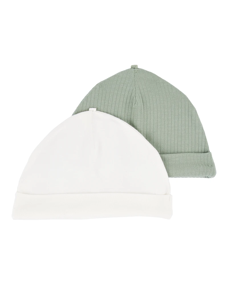Baby 2-Pack PurelySoft Caps - Green/White