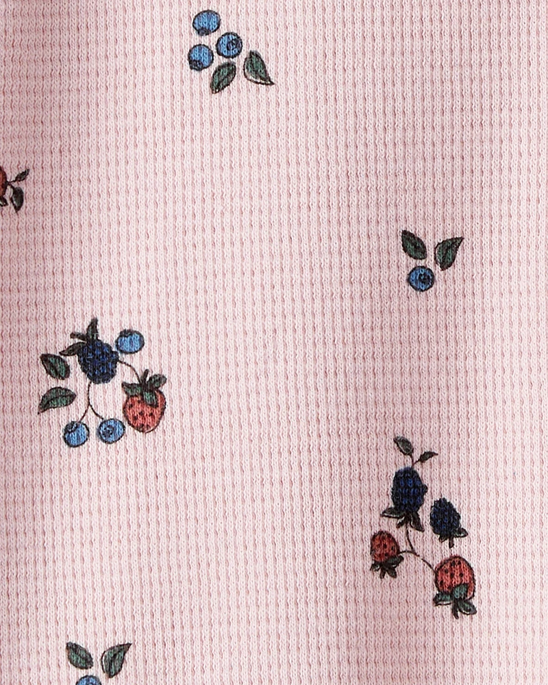 Baby Organic Cotton Waffle Knit Jumpsuit Berry Blossom Print