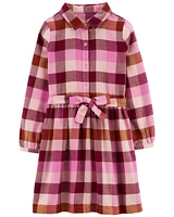 Plaid Cotton Flannel Shirt Dress