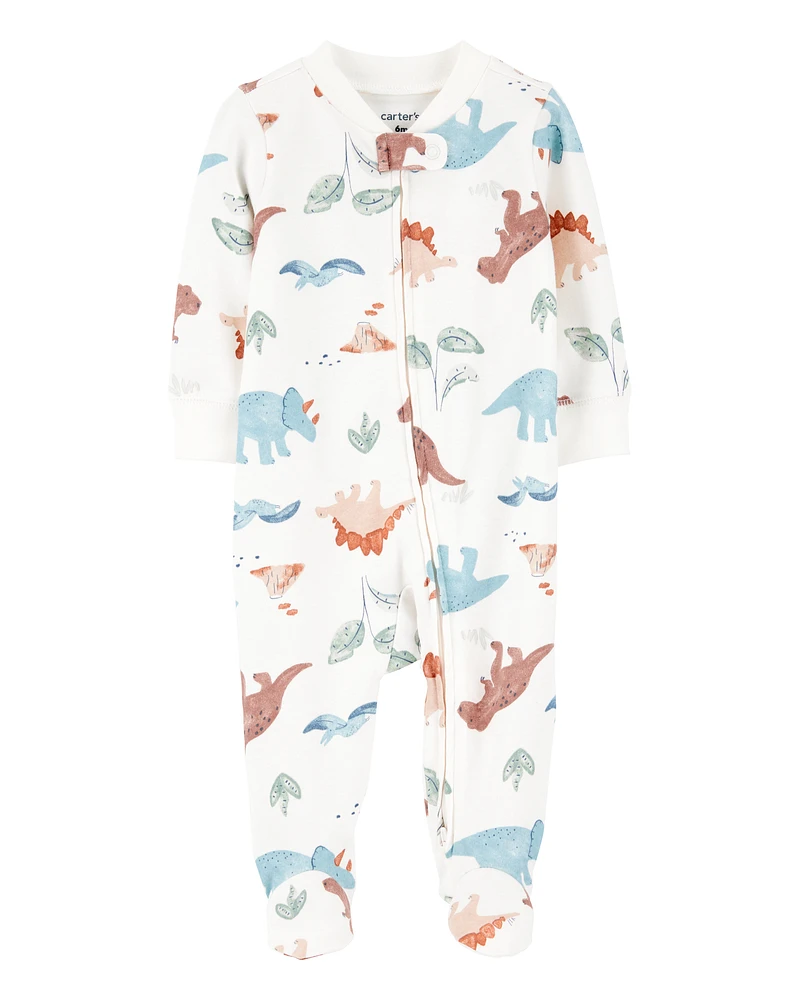 Baby Dinosaur 2-Way Zip Cotton Sleeper pyjamas