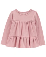 Toddler Tiered Long-Sleeve Ribbed Top