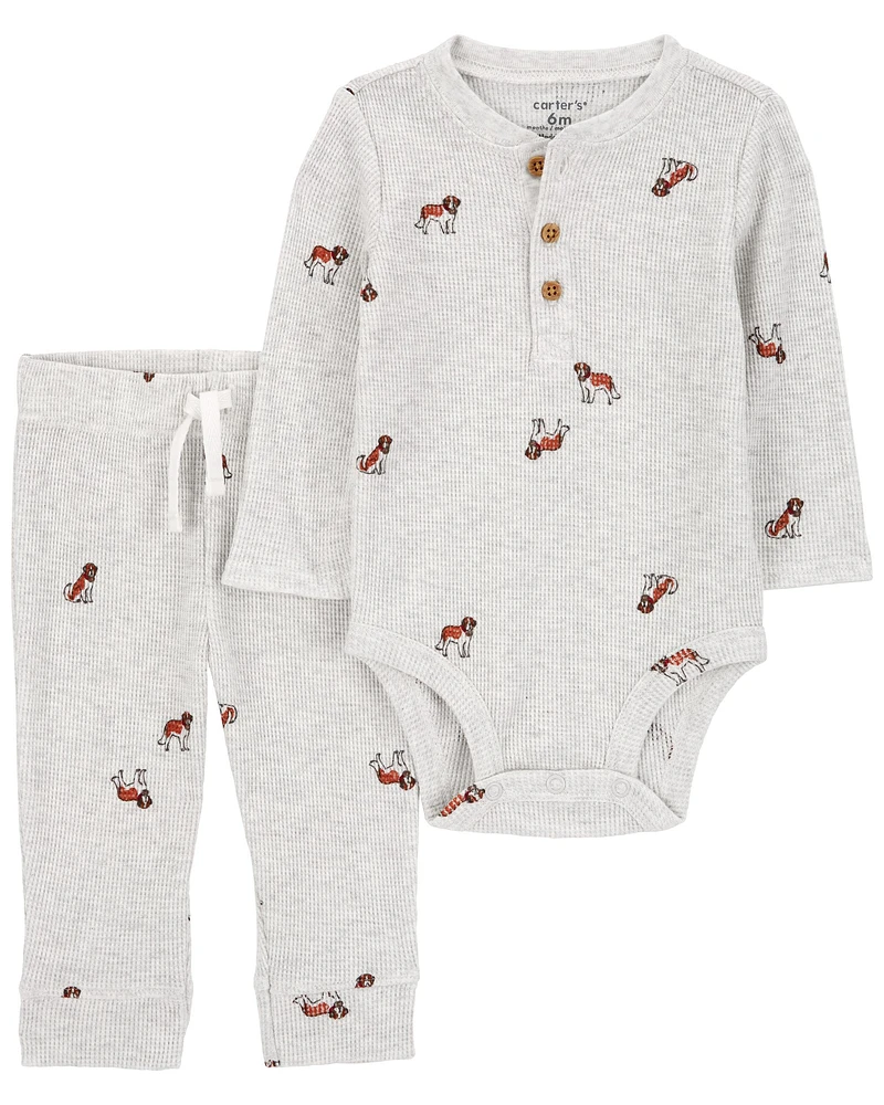 2-Piece Dog Hooded Bodysuit Pant Set