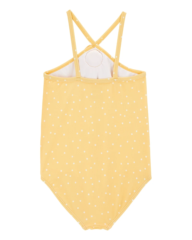 Toddler Girl 1-Piece Polka Dot Swimsuit - Gold