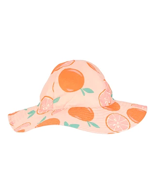 Toddler Orange Fruit Print Reversible Swim Hat - Orange/Peach