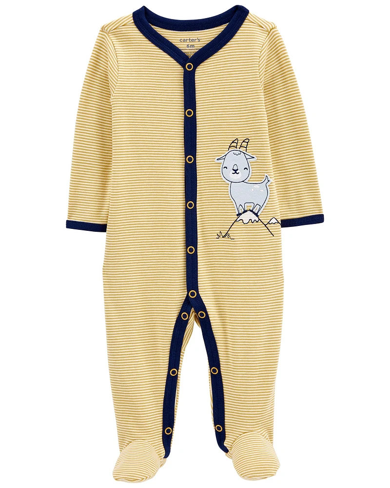 Goat Snap-Up Cotton Sleeper Pyjamas