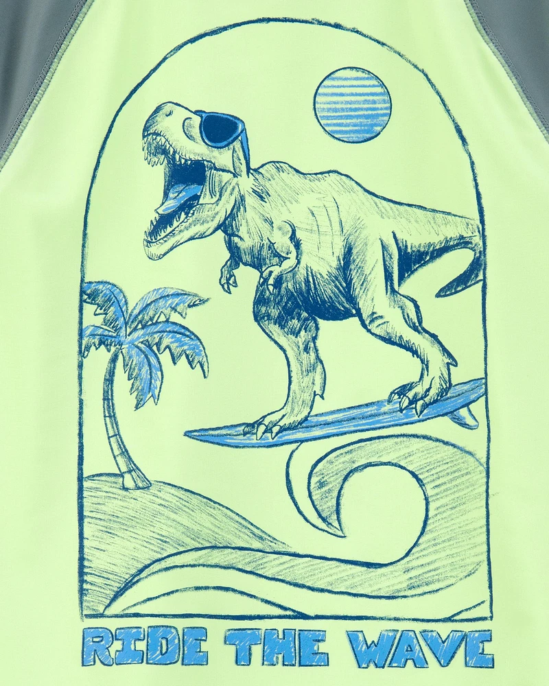 Kid 2-Piece Dinosaur Rashguard & Swim Trunk Set