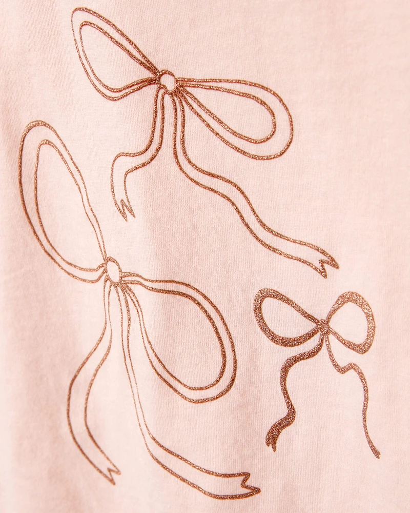 Toddler Bow Short-Sleeve Graphic Tee - Pink