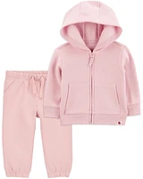 Baby 2-Piece Zip-Up Fleece Hoodie & Pants Set