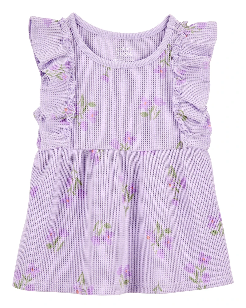 Baby Short-Sleeve Floral Fashion Top - Purple
