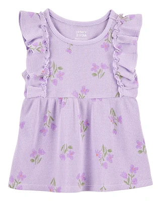 Baby Short-Sleeve Floral Fashion Top - Purple