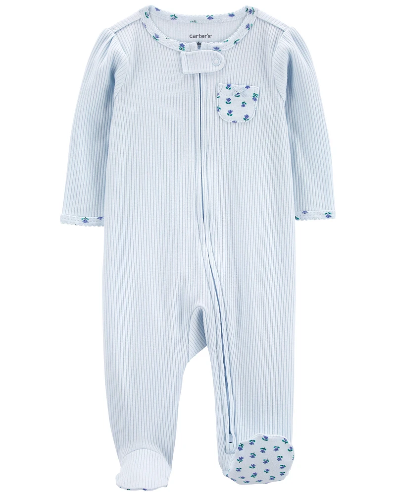 Baby Floral 2-Way Zip Thermal Sleep & Play Pajamas