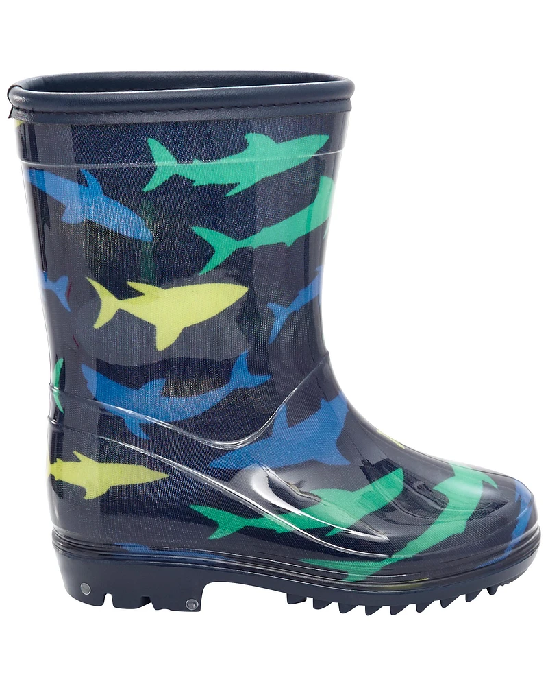 Toddler Shark Print Rain Boots