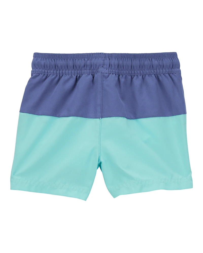 Toddler Colourblock Swim Trunks - Green/Blue