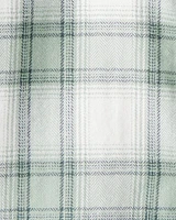 Toddler Organic Cotton Herringbone Button-Front Shirt Plaid