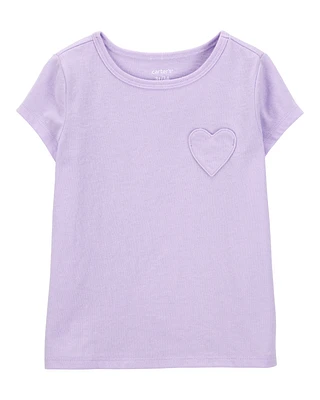 Baby Heart Pocket Short-Sleeve Fashion Top - Purple