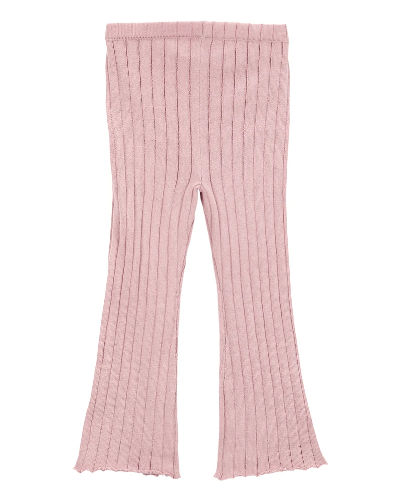 Baby Ribbed Sweater Knit Flare Pants - Pink