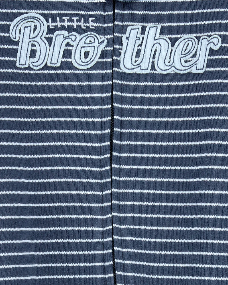 Baby Striped Little Bro 2-Way Zip Cotton Sleeper