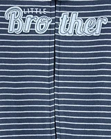Baby Striped Little Bro 2-Way Zip Cotton Sleeper
